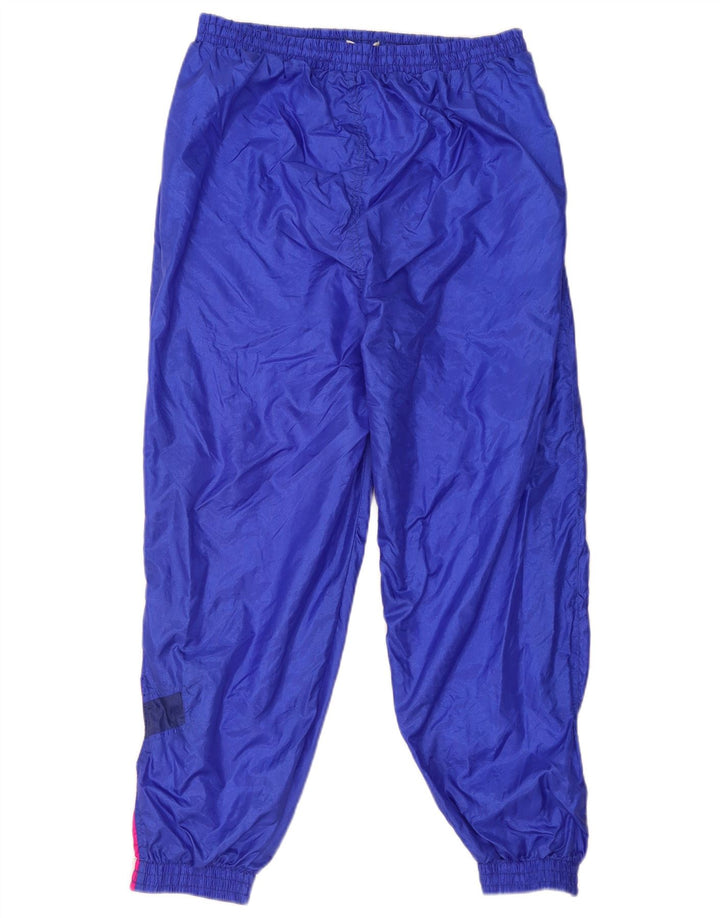 Męskie spodnie dresowe w stylu vintage Joggery, duży niebieski poliamid z blokami kolorów
