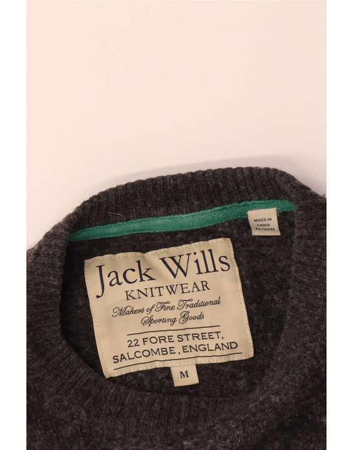 Męski sweter Jack Wills z okrągłym dekoltem, średnioszary, z wełny merynosów