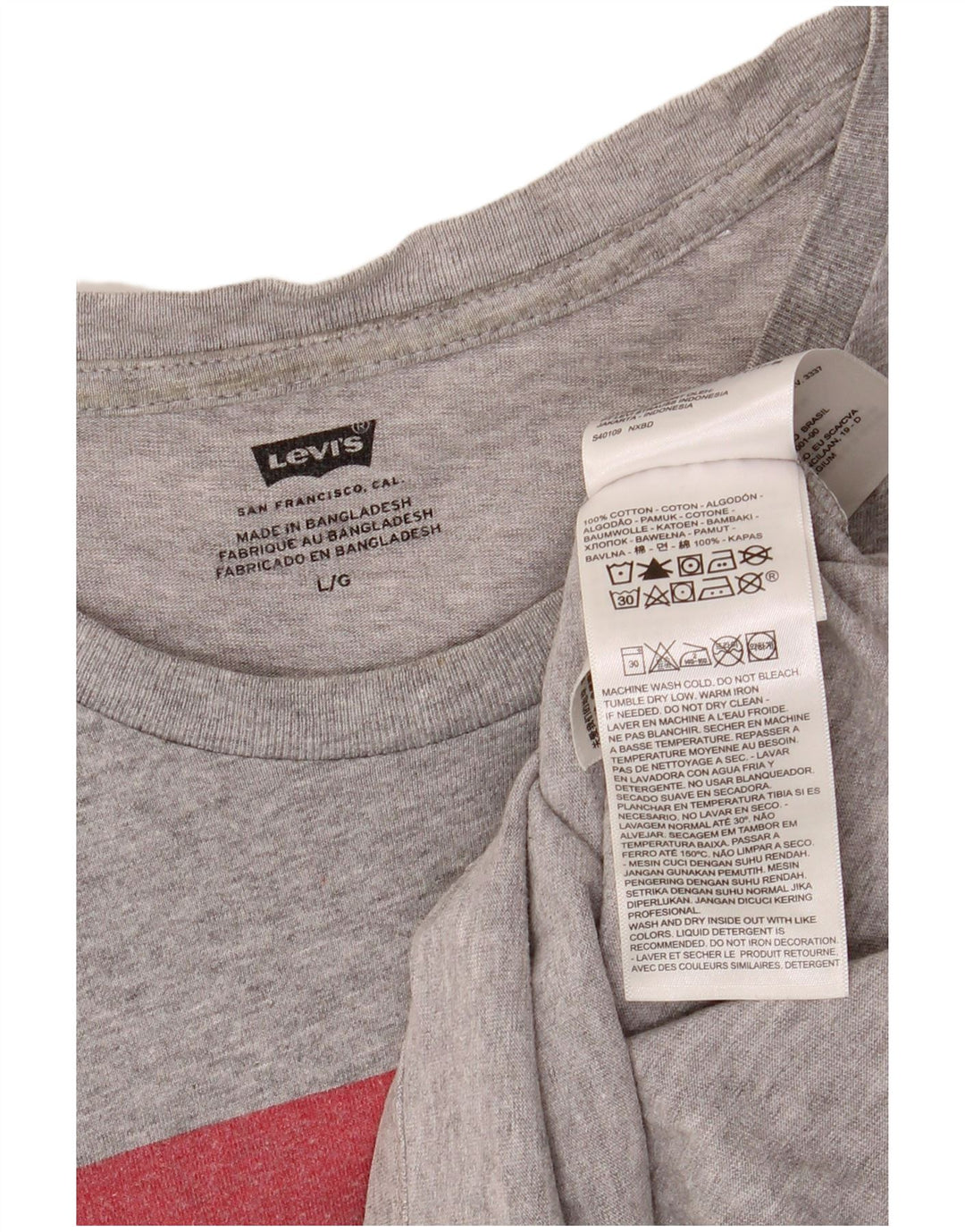 Męski T-shirt z grafiką LEVI'S, duży, szary, bawełniany