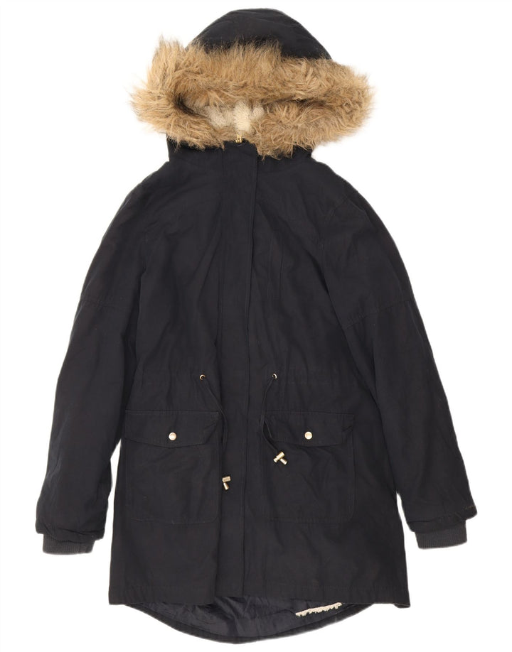 Damska kurtka oversize z kapturem Sherpa Parka Oasis UK 10, mała, granatowa
