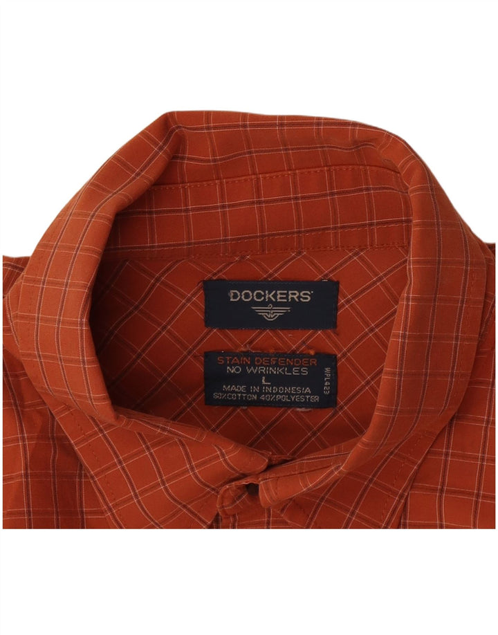Koszula męska Dockers, bawełniana, duża, pomarańczowa krata