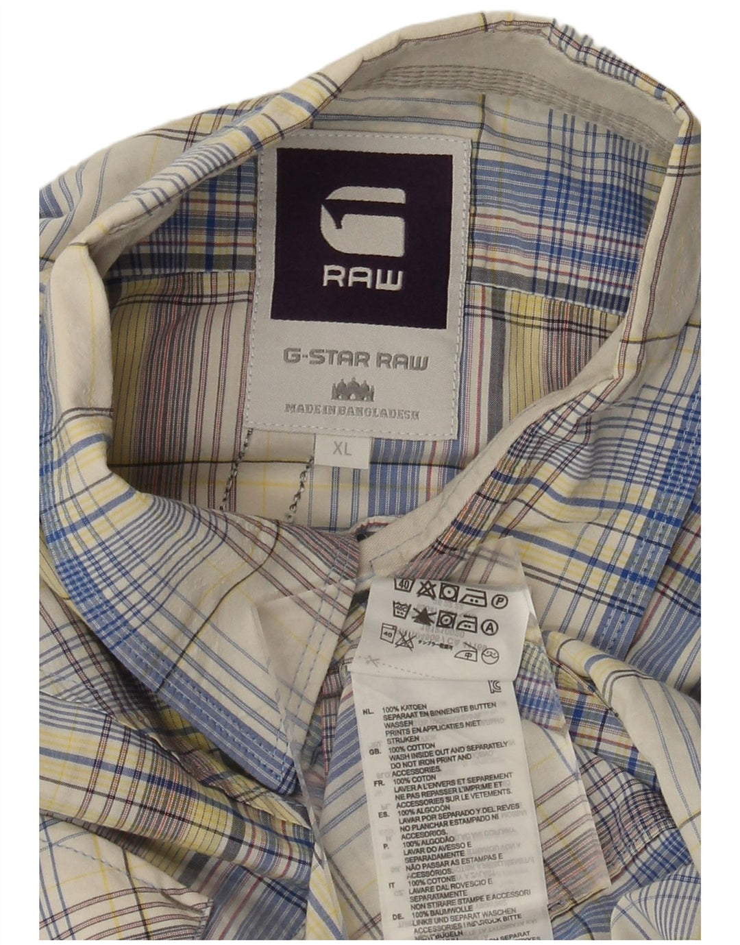 Męska koszulka z krótkim rękawem G-Star z grafiką XL, wielobarwna, bawełniana w kratę