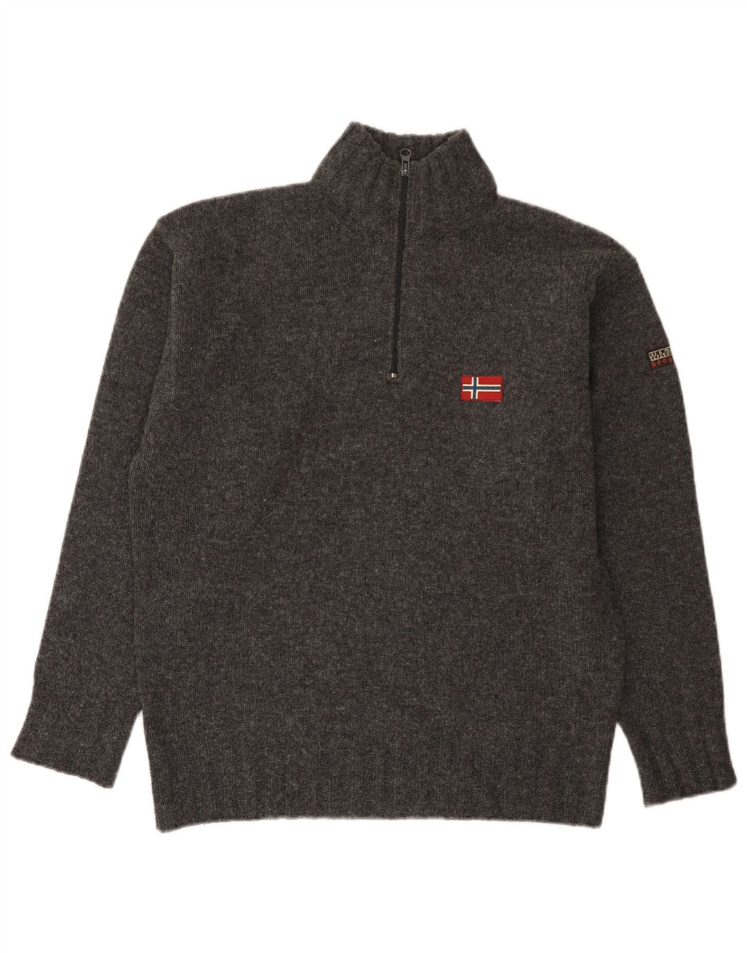 Męski sweter Napapijri Geographic z zamkiem błyskawicznym, mały, szary, wełniany