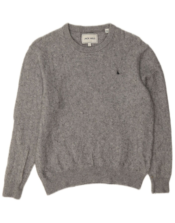 Sweter damski Jack Wills z okrągłym dekoltem, UK 14, duży, szary, wełniany