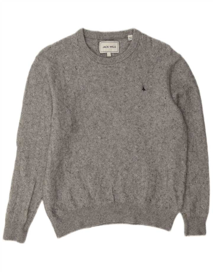 Sweter damski Jack Wills z okrągłym dekoltem, UK 14, duży, szary, wełniany