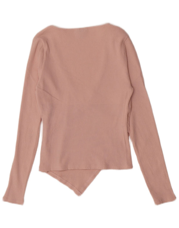 Topshop damski krótki top z długim rękawem, UK 12, średni róż, bawełna