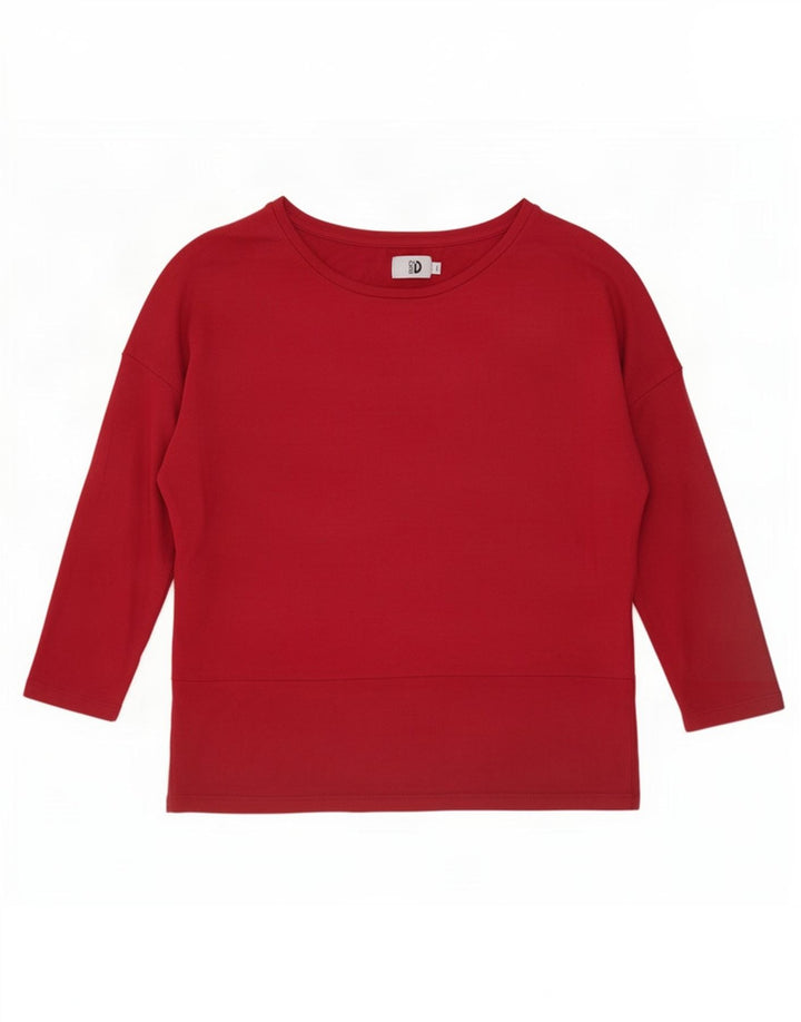 Damski top oversize z rękawem 3/4 firmy Dack, UK 14, średni burgund