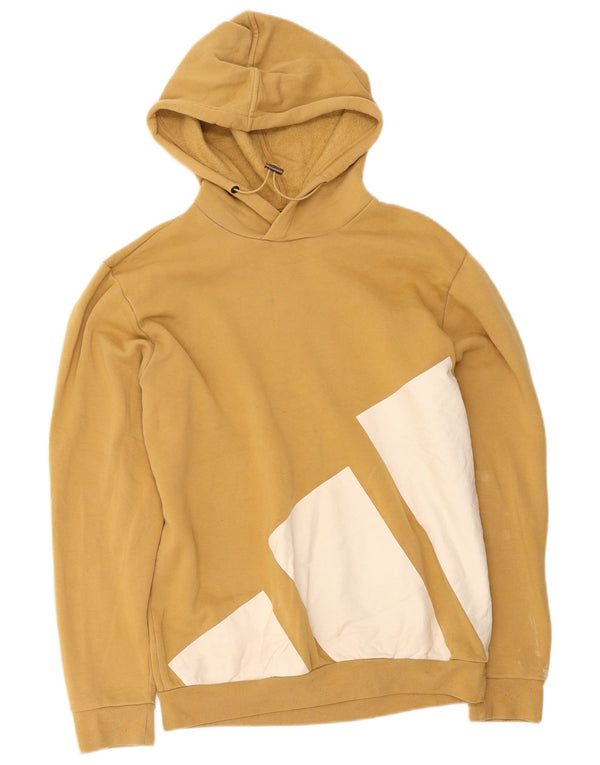 Męska bluza z kapturem Adidas Graphic, średnia żółta bawełna