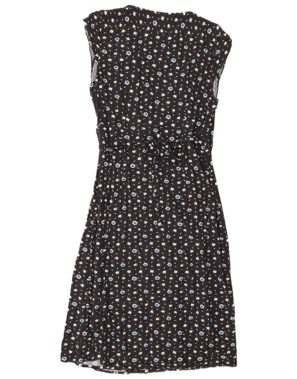 J. Crew Damska sukienka kopertowa bez rękawów Mercantile UK 16, duża, czarna w kwiaty