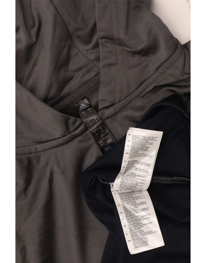 Męska bluza z kapturem Adidas, mała, szara, z blokami kolorów, poliester