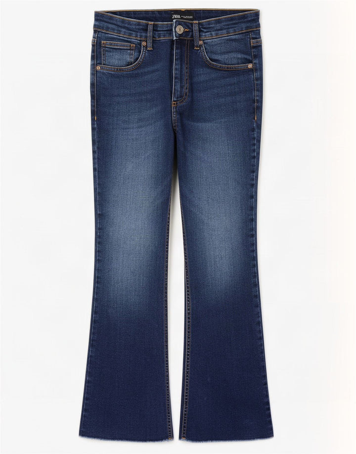 Jeansy damskie Zara Crop Bootcut EU 38 Small W28 L25 Niebieskie