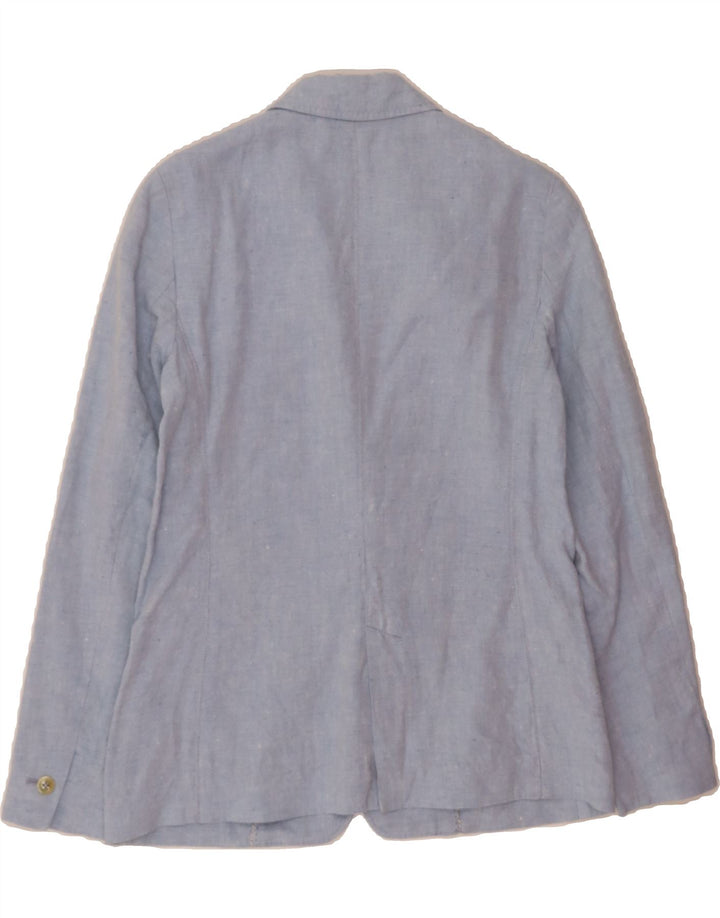 MASSIMO DUTTI Womens Loose Fit 1 Button Blazer Jacket EU 36 XS Blue Linen Vintage Massimo Dutti and Second-Hand Massimo Dutti from Messina Hembry 