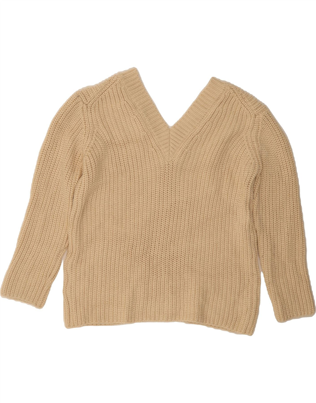 ZARA Womens V-Neck Jumper Sweater UK 14 Medium Beige Vintage Zara and Second-Hand Zara from Messina Hembry 