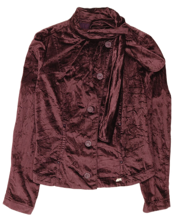 Damska kurtka bomberka Sixty Crop Velvet UK 14, duża, brązowa bawełna