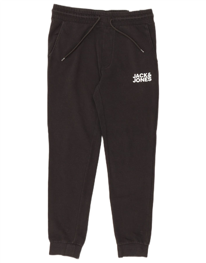 Męskie spodnie dresowe Jack & Jones z grafiką, średniej wielkości, czarne, bawełniane