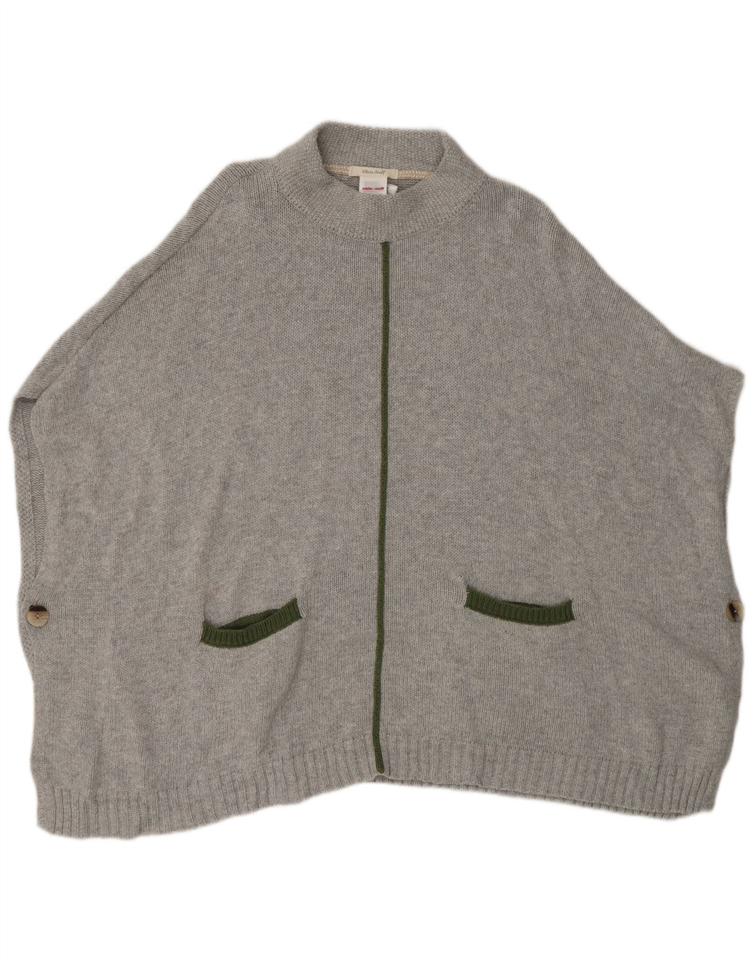 Damski sweter poncho White Stuff w jednym rozmiarze, szary, bawełniany
