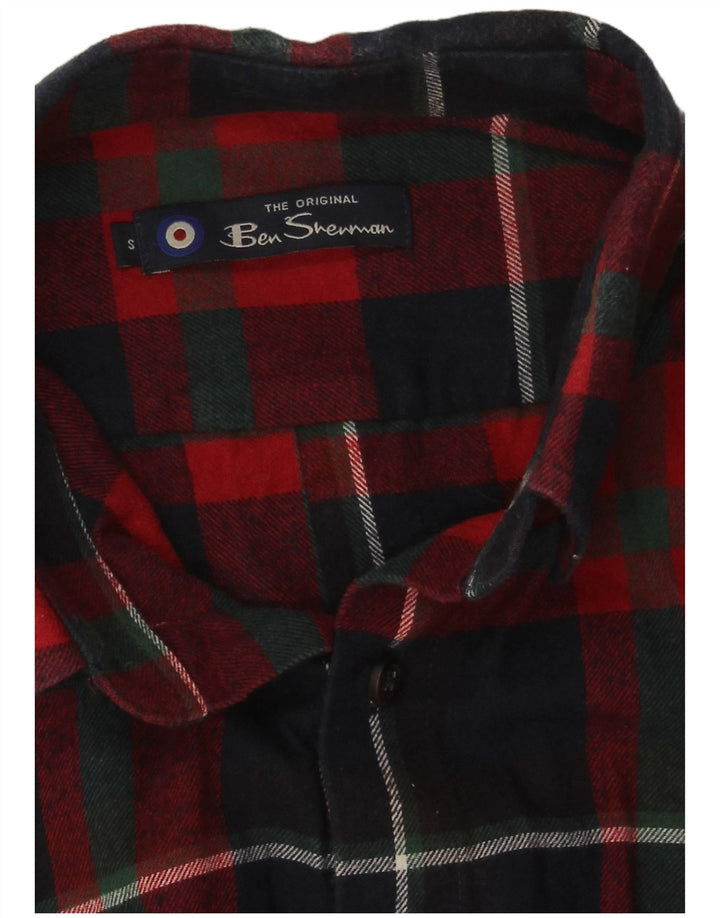 Koszula flanelowa męska Ben Sherman, mała, bawełniana w granatową kratkę