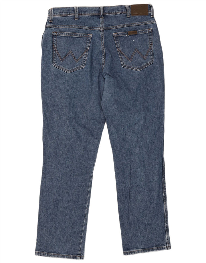 Męskie jeansy Wrangler o prostym kroju W38 L32, niebieskie, bawełniane