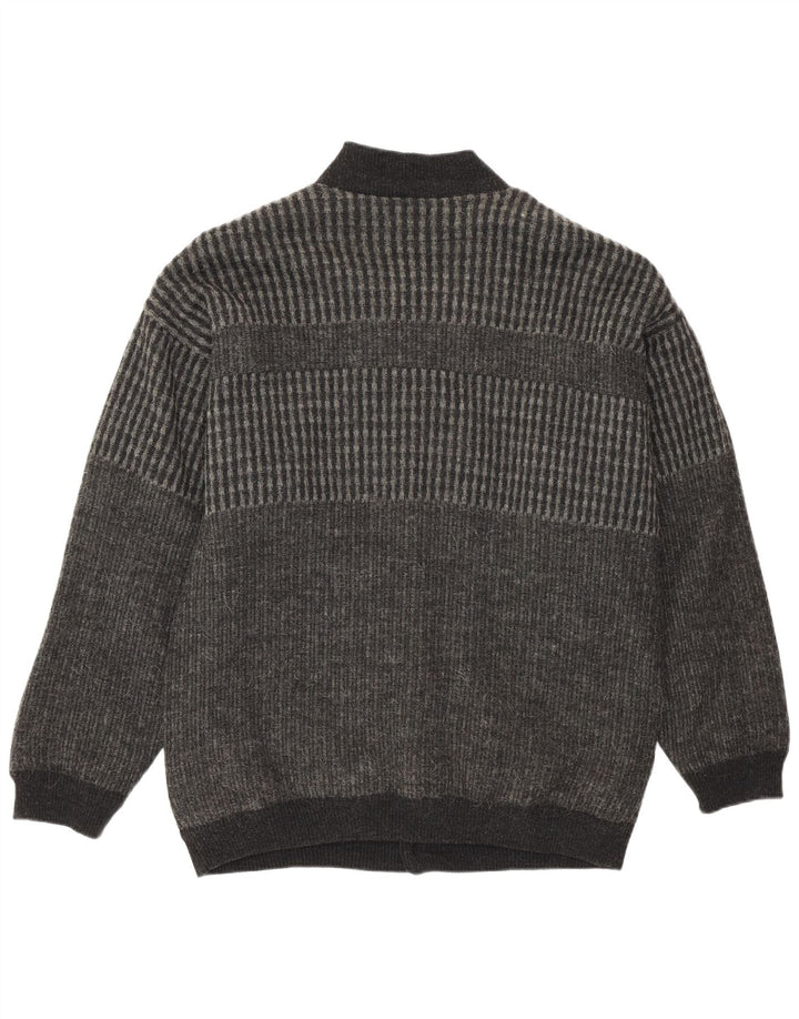 Settebello Męski sweter rozpinany Średni szary geometryczny akrylowy retro