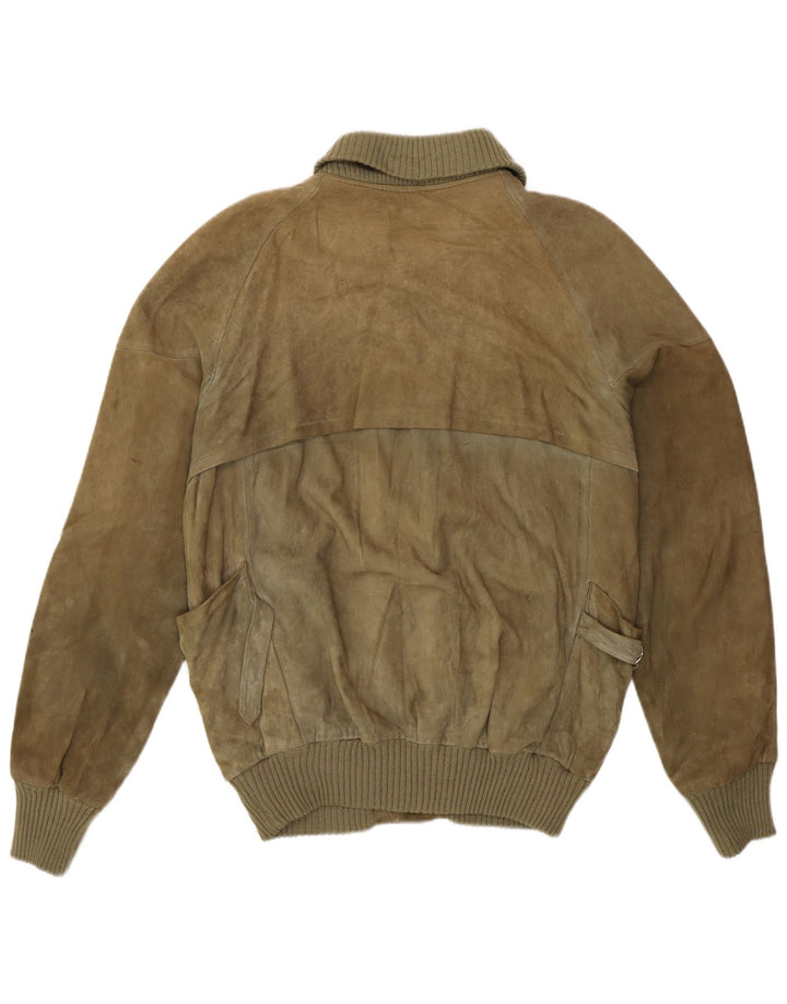 Vintage męska zamszowa kurtka bomber IT 50 Large Khaki Retro