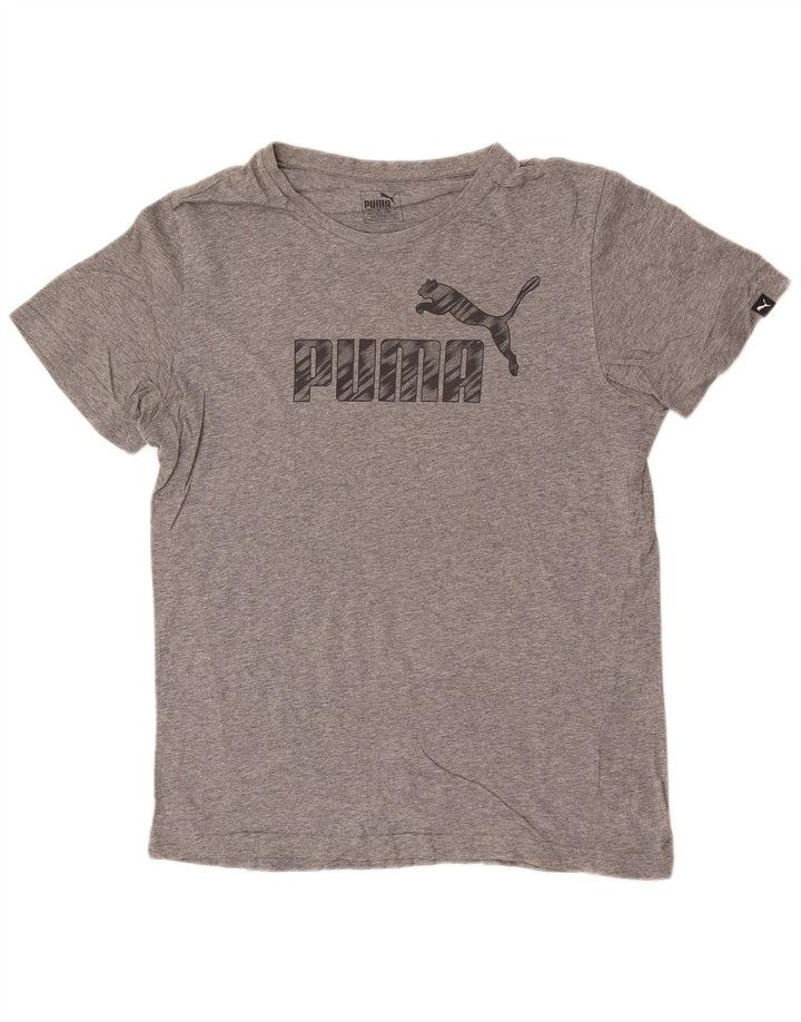 Męska koszulka z grafiką Puma, średnia, szara, bawełniana nakrapiana