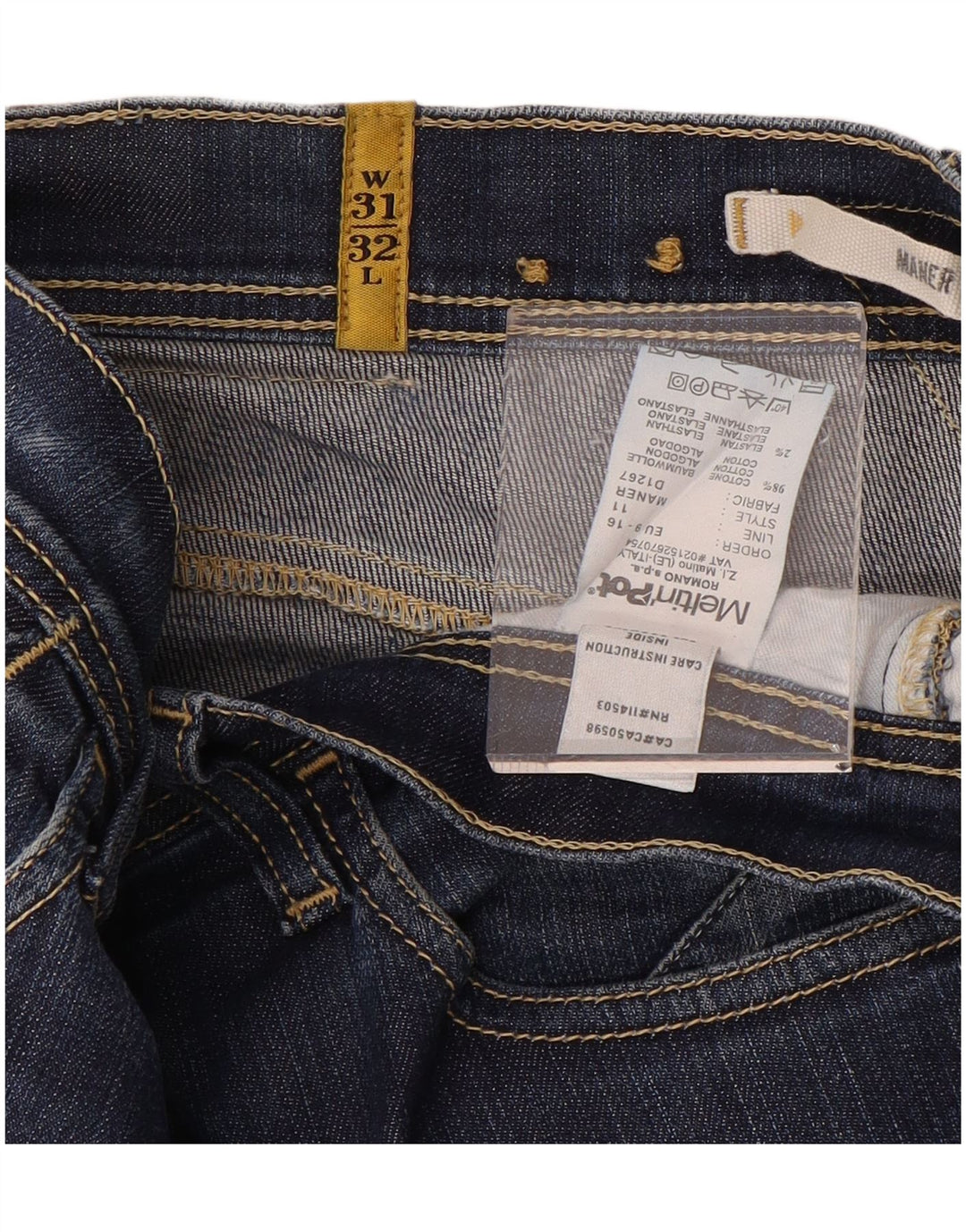 MELTIN' POT Damskie dżinsy rurki Maner z niską talią W31 L32 Niebieska bawełna