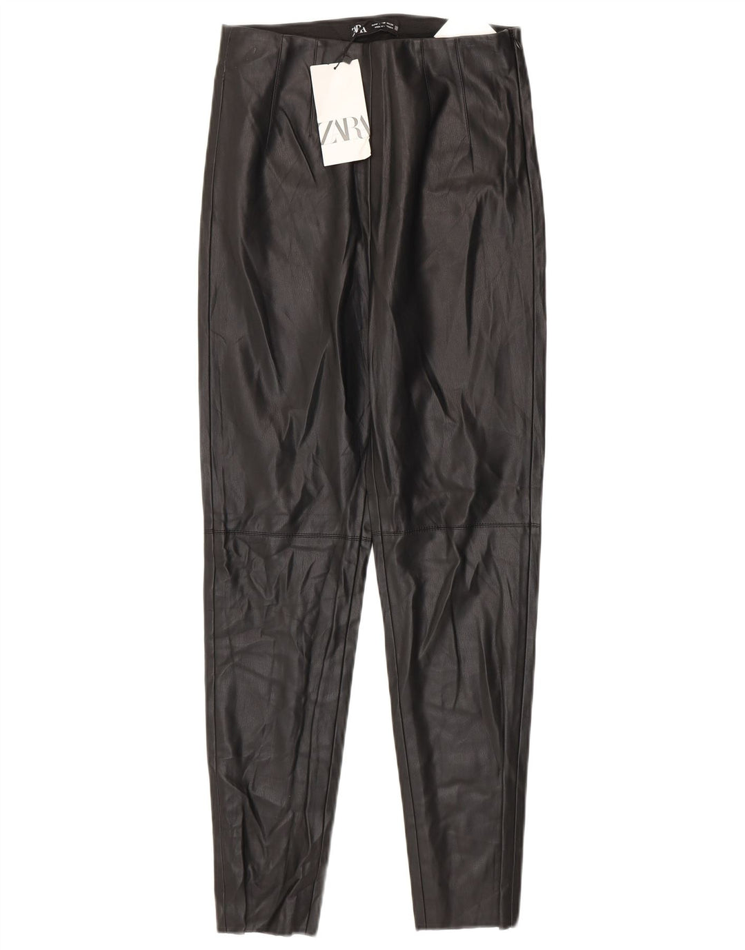 Damskie legginsy ze sztucznej skóry Zara, średnie W28 L27, czarne, poliuretanowe