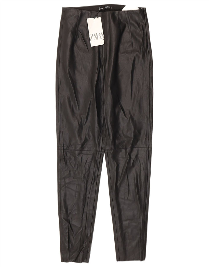 Damskie legginsy ze sztucznej skóry Zara, średnie W28 L27, czarne, poliuretanowe