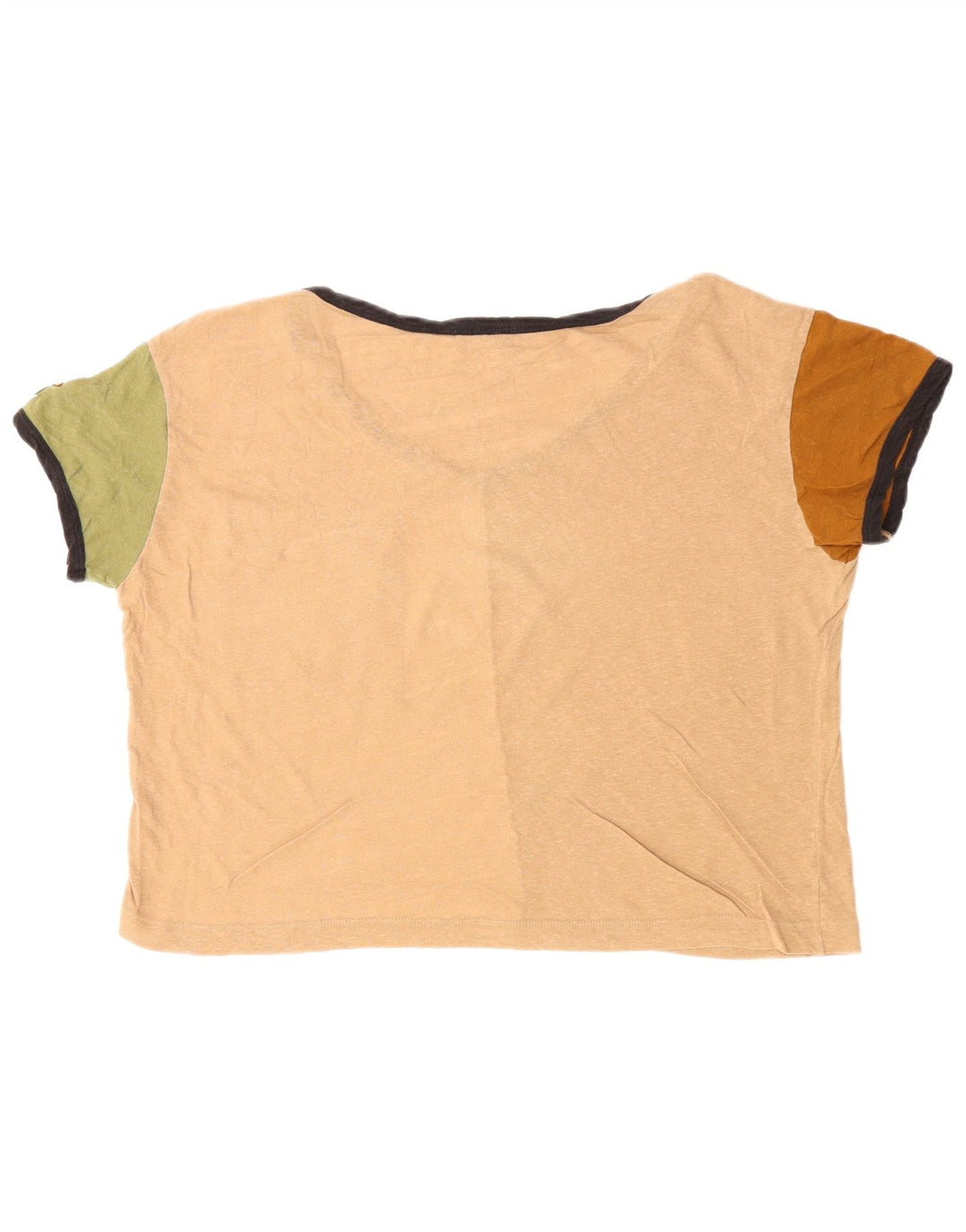 Damski T-shirt BENETTON Crop Top UK 16, duży, wielokolorowy, z blokami kolorów