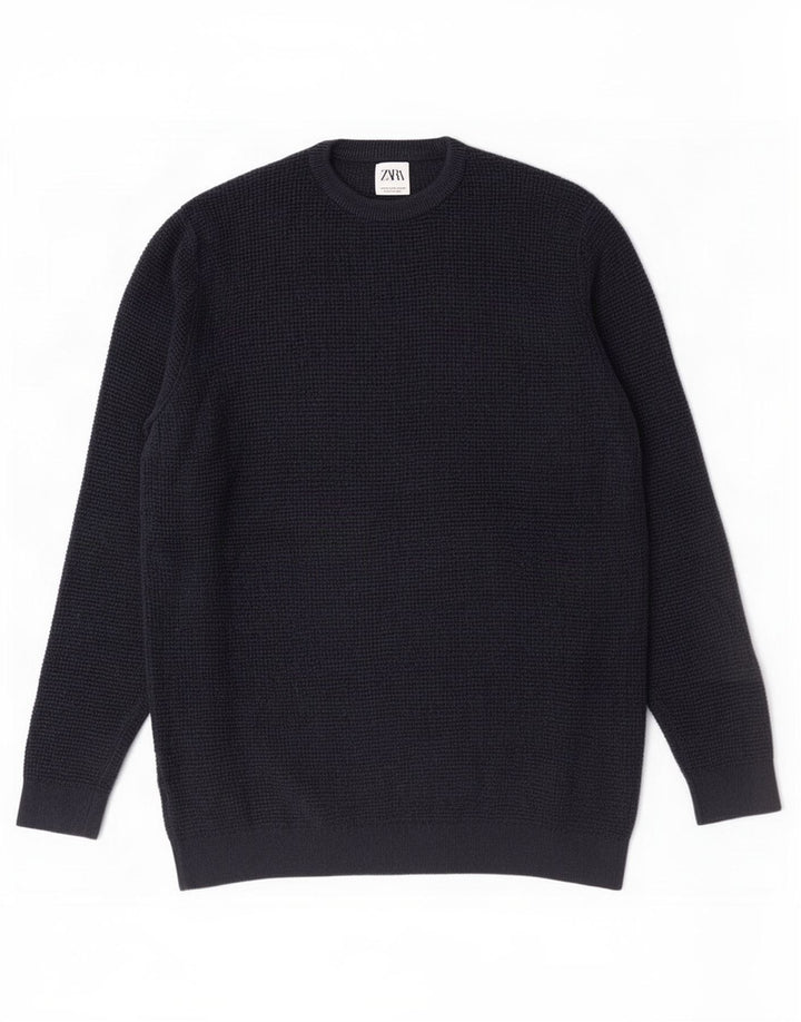 Męski sweter z okrągłym dekoltem Zara, średni granat