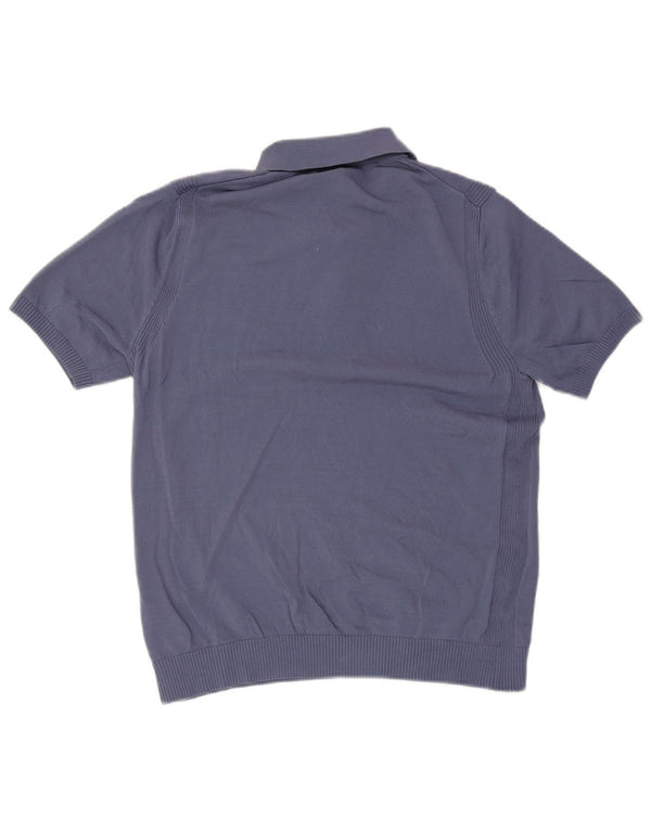 Męski sweter polo z krótkim rękawem Reiss, duży, niebieski, bawełniany