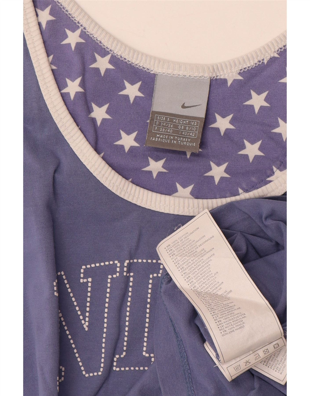 Damska kamizelka Nike Crop Graphic Top UK 8/10 Mała niebieska bawełna