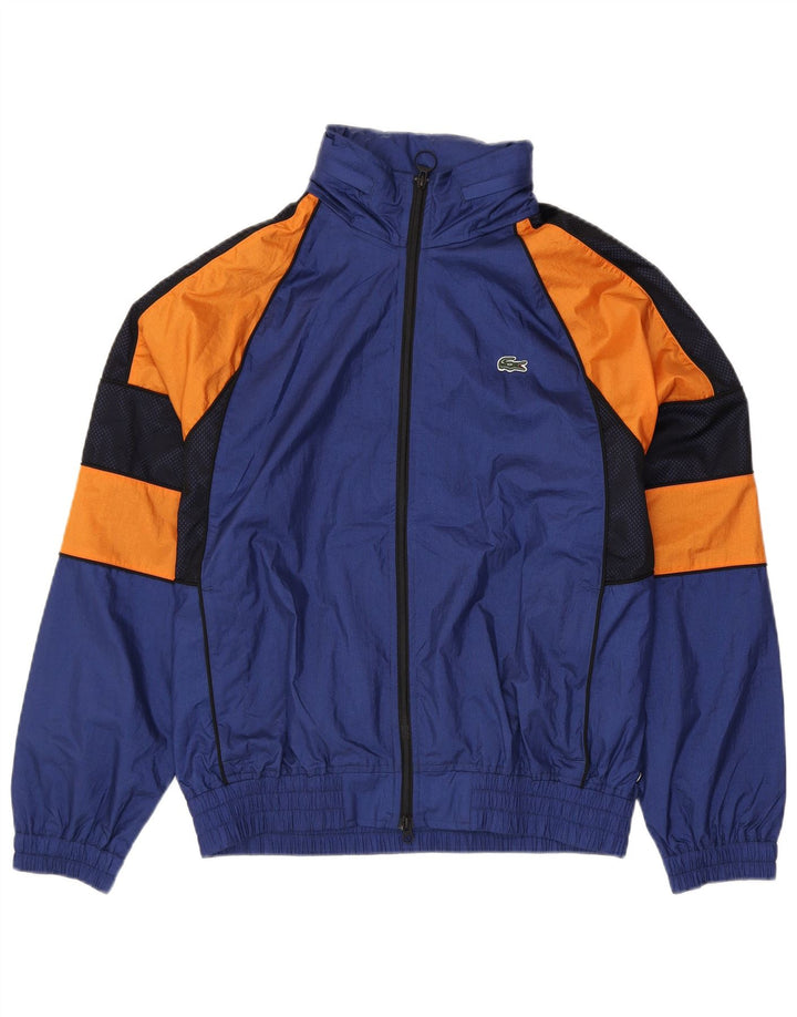 Męska kurtka dresowa LACOSTE, duża, granatowa, z blokami kolorów, poliamid