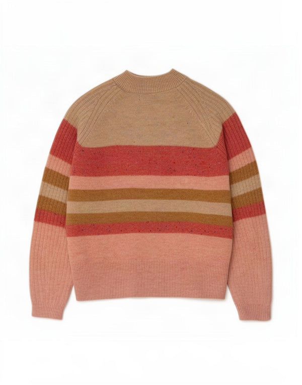 Marks & Spencer Womens Turtle Neck Jumper Sweater UK 10 Small Pink Striped