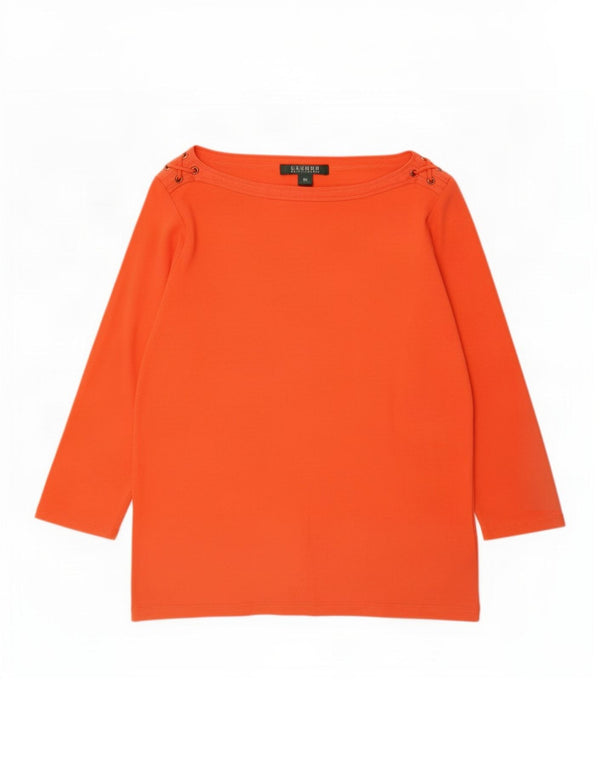 Damski top Ralph Lauren z rękawem 3/4, UK 14, średni pomarańczowy, bawełniany