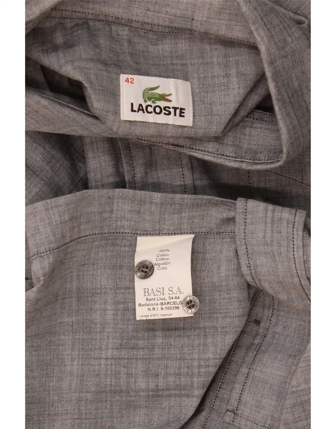 Koszula męska z krótkim rękawem Lacoste, rozmiar 42, duża, szara, bawełniana w plamki