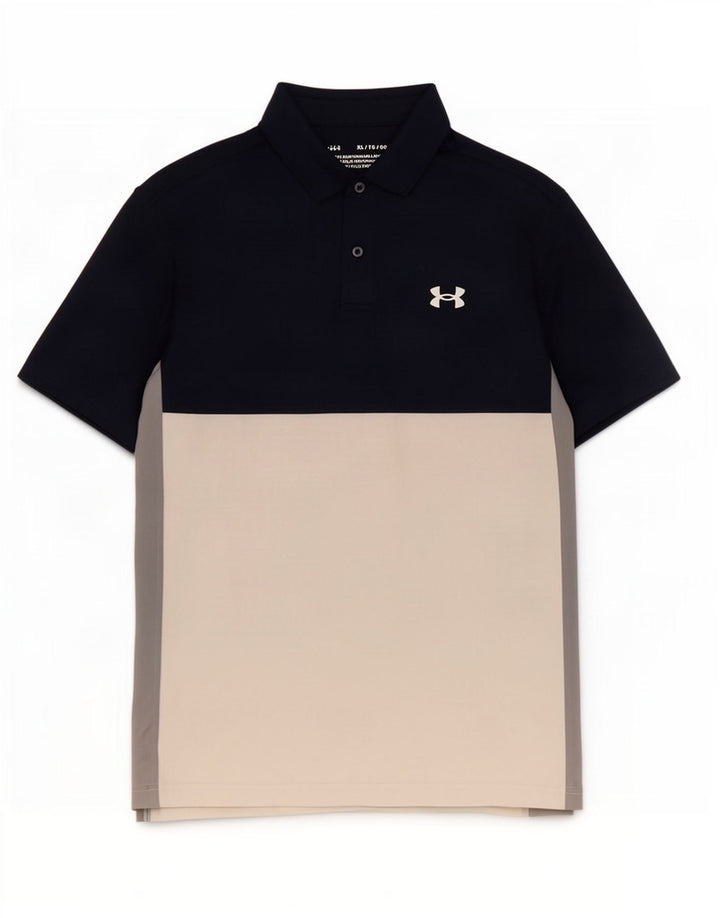 Męska koszulka polo Under Armour XL, granatowa, z blokami kolorów, elastanem