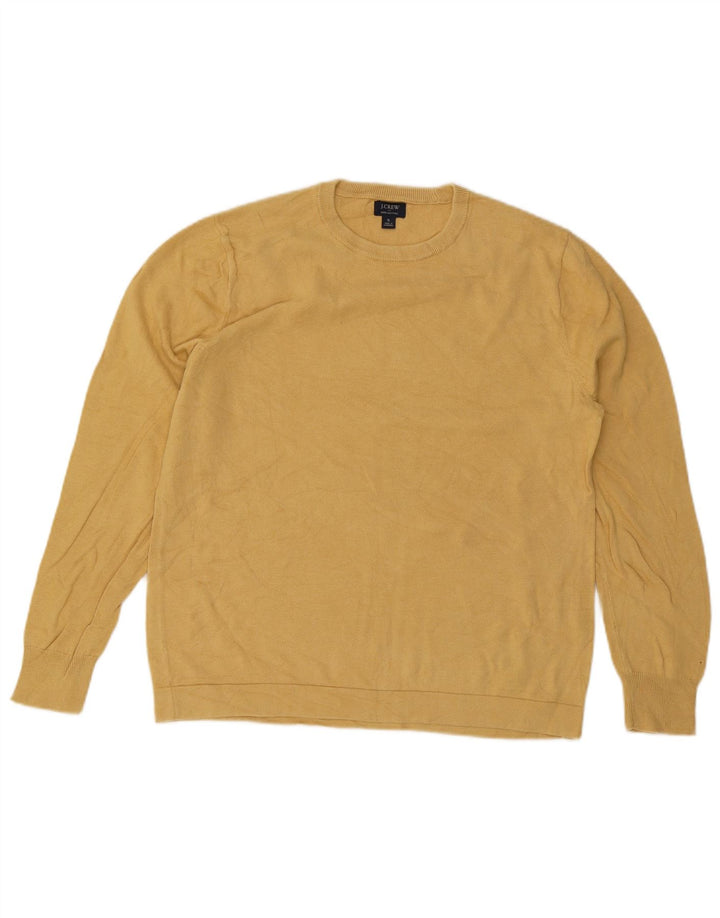 J. Crew Męski sweter z okrągłym dekoltem, mały, żółty, bawełniany