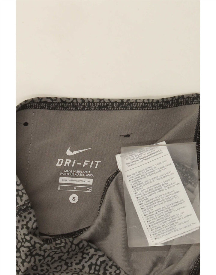 Damskie legginsy Nike Dri Fit Abstrakcyjny wzór Capri UK 10 Małe szare