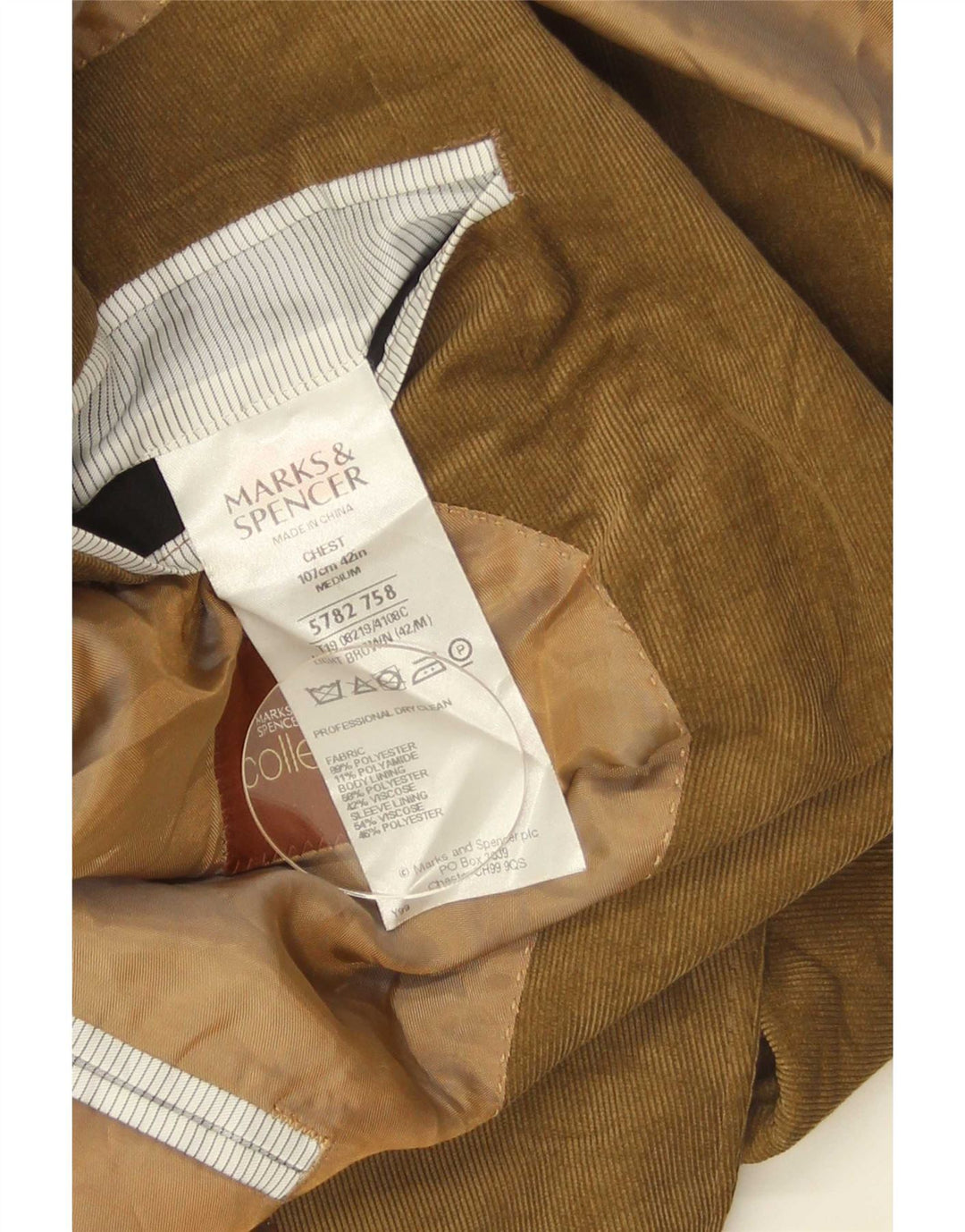 Marks & Spencer Męska sztruksowa marynarka zapinana na 2 guziki UK 42, duża, beżowa