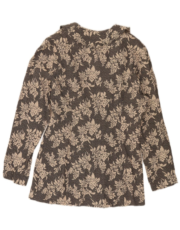 VINTAGE Damska marynarka zapinana na 3 guziki UK 10, mała, czarna, w kwiaty