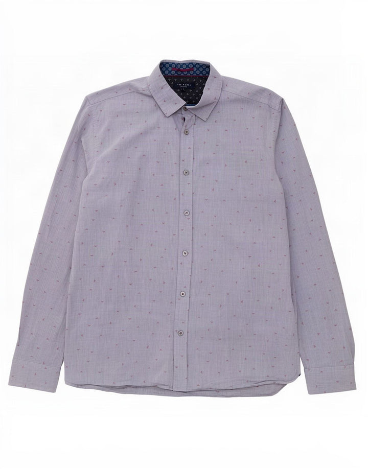 Koszula męska Ted Baker w abstrakcyjny wzór, rozmiar 4, duża, szara, bawełniana