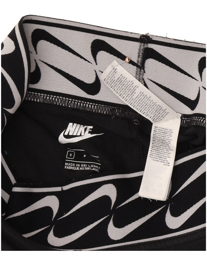 NIKE Womens Graphic Leggings UK 8 Small  Black Cotton