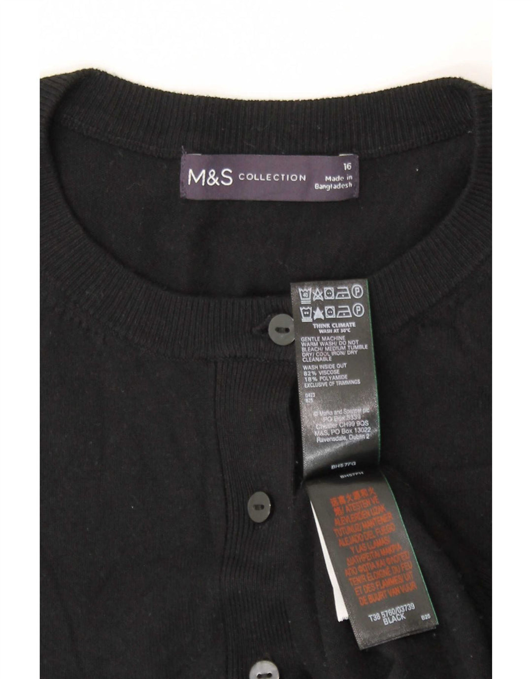 Marks & Spencer Damski sweter kardigan UK 16, duża, czarna wiskoza