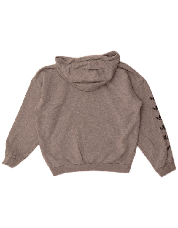 Damska bluza z kapturem Adidas Graphic Oversized UK 10 Small, szara bawełna