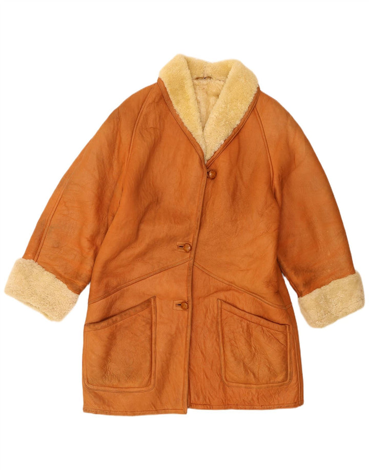 Damski płaszcz z owczej skóry Trussardi UK 18 XL, beżowa skóra