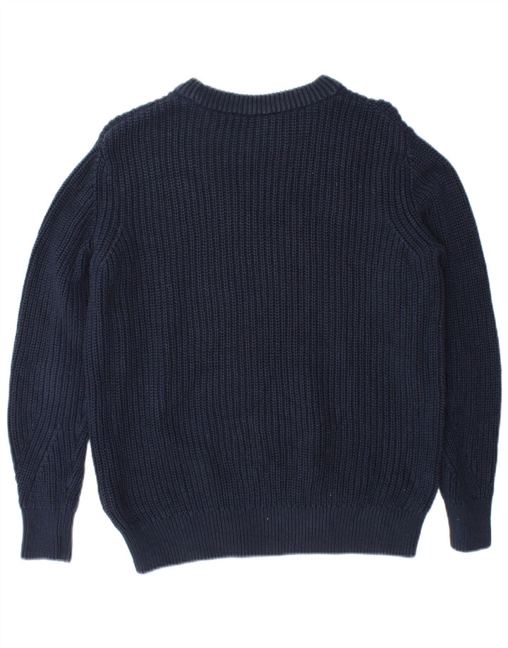 Marks & Spencer Męski sweter z dekoltem w łódkę, mały, granatowy, bawełniany