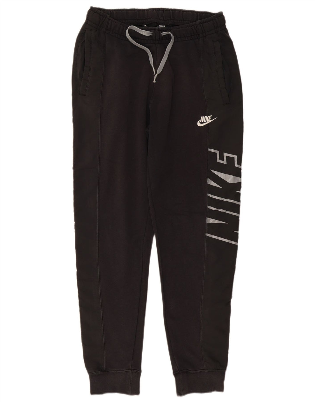 Męskie spodnie dresowe Nike z grafiką, małe, czarne, bawełniane