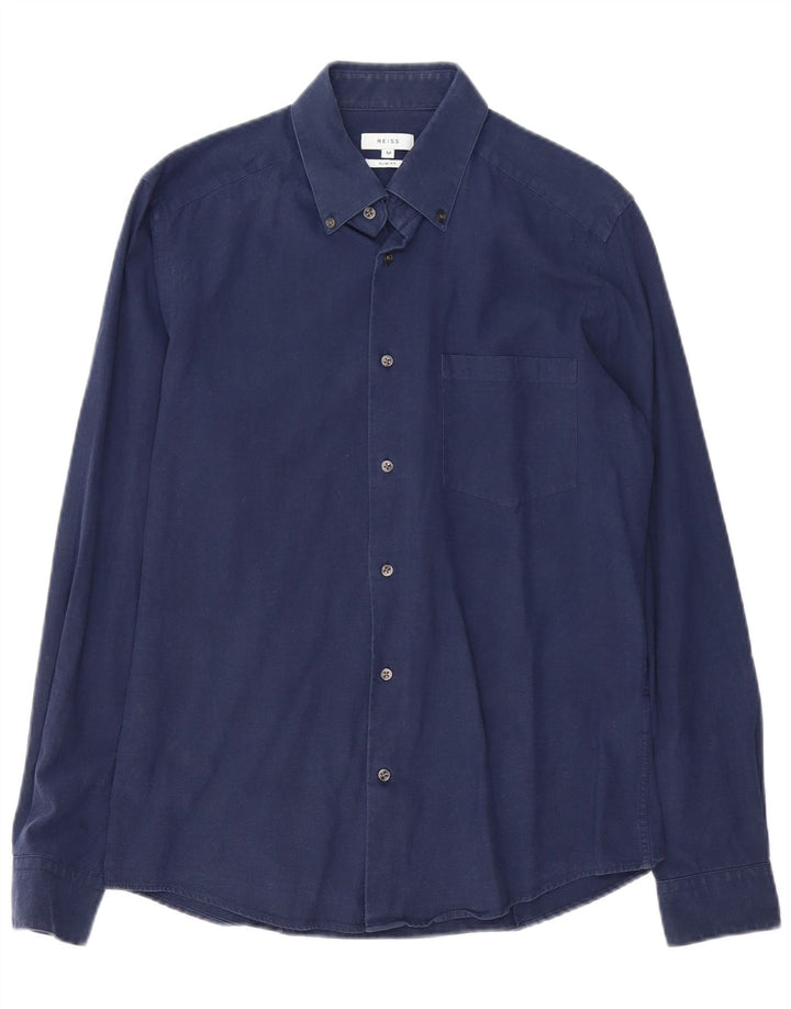 Koszula męska Reiss Slim Fit, średnia, granatowa, bawełniana