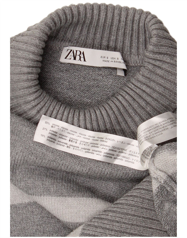 Damski sweter oversize z golfem Zara UK 10 w małe szare paski